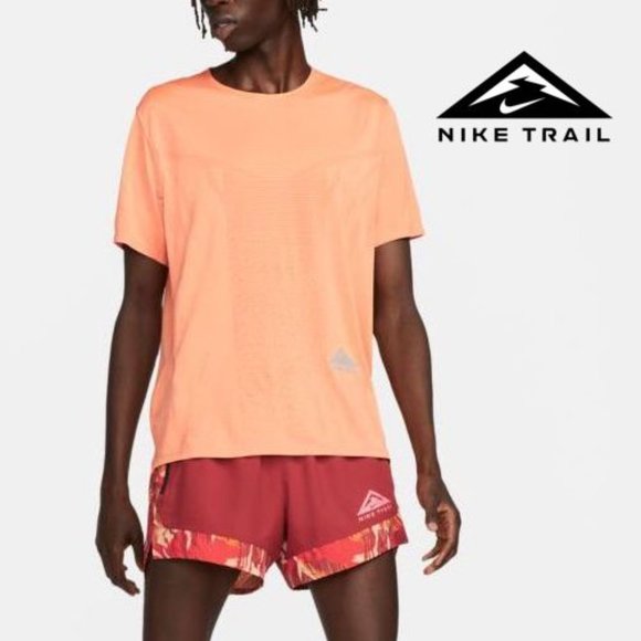 Nike Trail Dri-FIT Rise 365 Men's Short-Sleeve Running Gym Top Orange XL - Picture 1 of 8